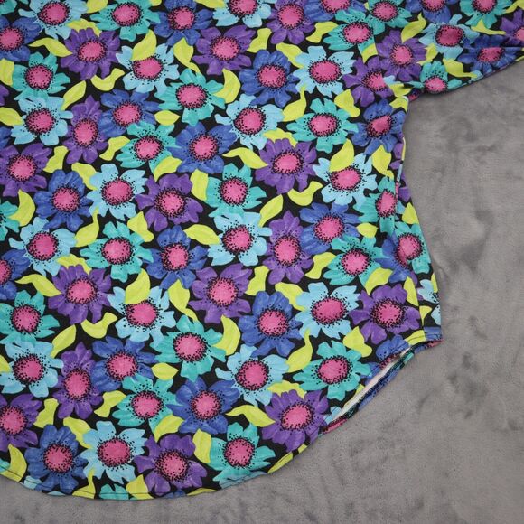 Lee Shirt Womens 2XL Multicolor Floral Short Sleeve Round Neck Casual Outwear - Picture 15 of 16
